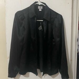 Worthington Black Satin Button-Front Blazer